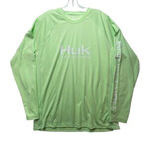 HUK Fishing Men's Pursuit Performance Long Sleeve Shirt Neon Green Size M Vented